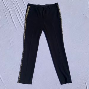 Topman black dress slacks with gold strip detail